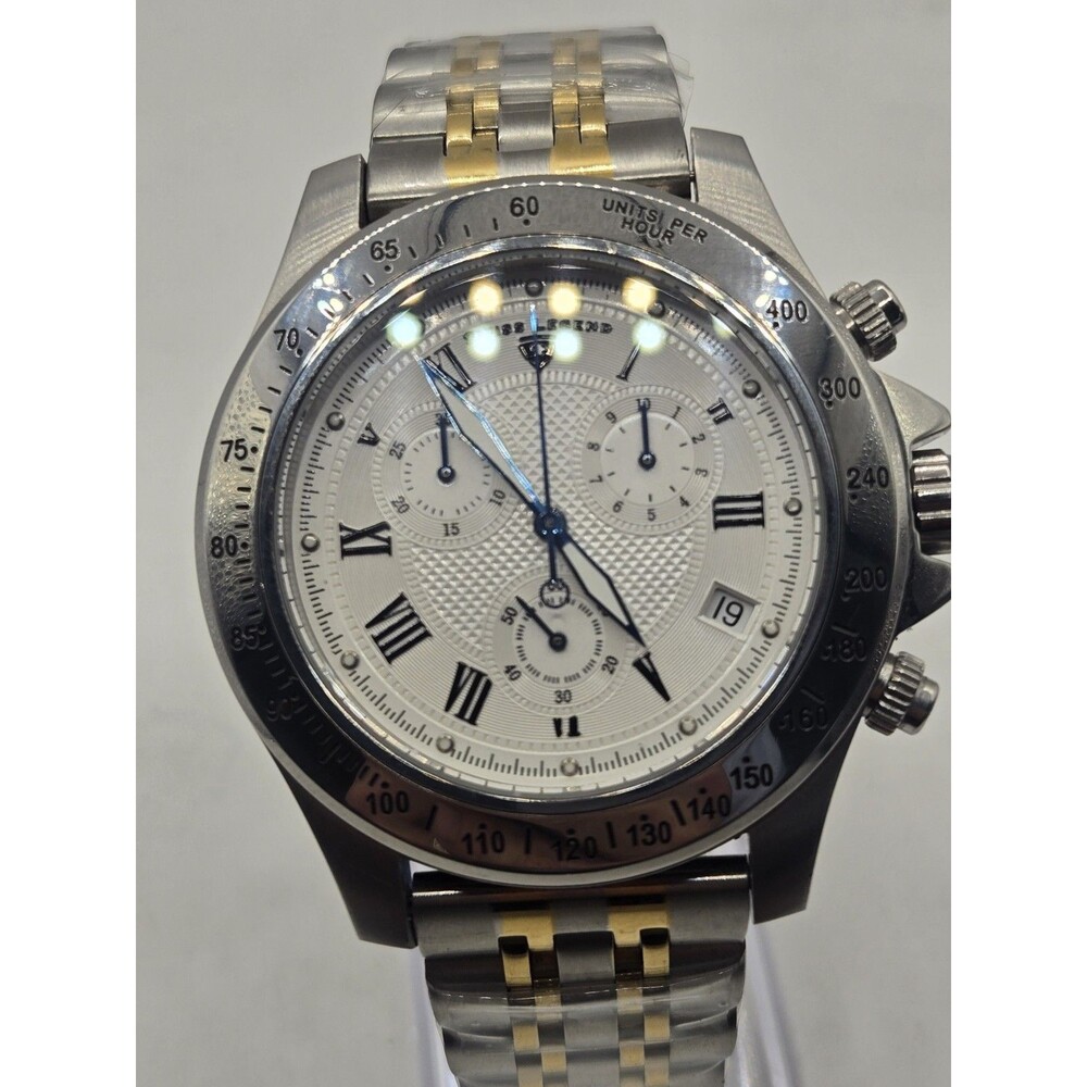 Swiss Legend Chronograph Quartz Men's Watch. New Two Tone Stainless Steel Band.